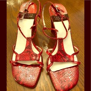 Charles Jourdan Paris Red High heel Sandals Sz 7